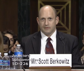 RAINN President Scott Berkowitz testifies at a Senate Judiciary Committee hearing.